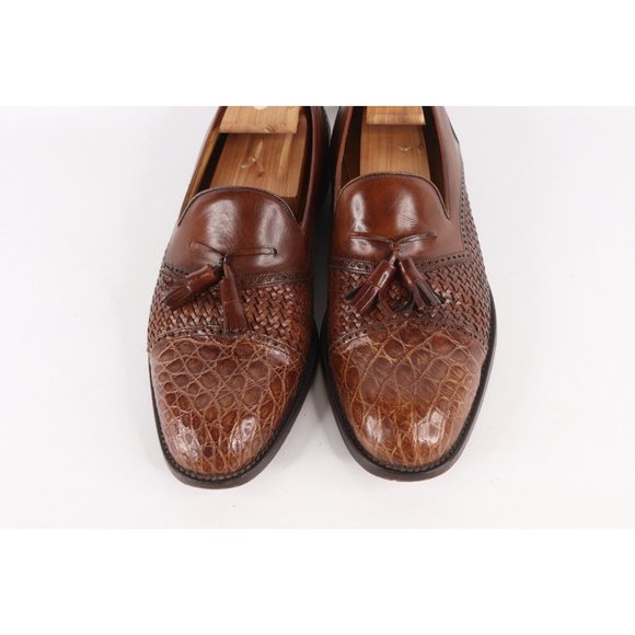 Mezlan Mens 11 M Genuine Crocodile Leather Tassel Loafers Shoes Carmel Brown main image 10